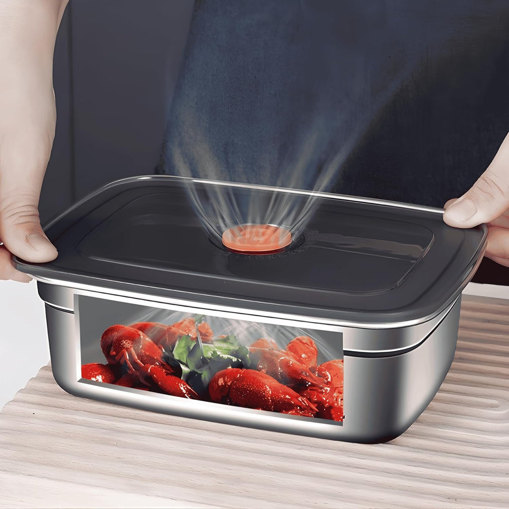 BERRIVO 3Pcs (1500 ML) Premium Stainless Steel Containers + (8Pcs) Bonus Food Packet Sealing Clips