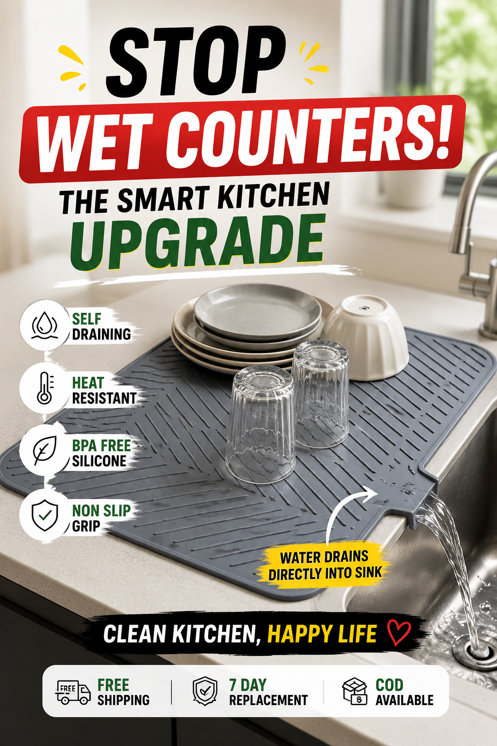 Kitchenova™ Pro-Dry Silicone Dish Drying Mat